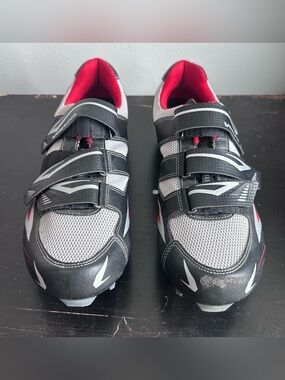 Venzo MTB Cycling Shoes Mens Size 12 EU 47 SPD Clipless Mountain Bike Black Gray
